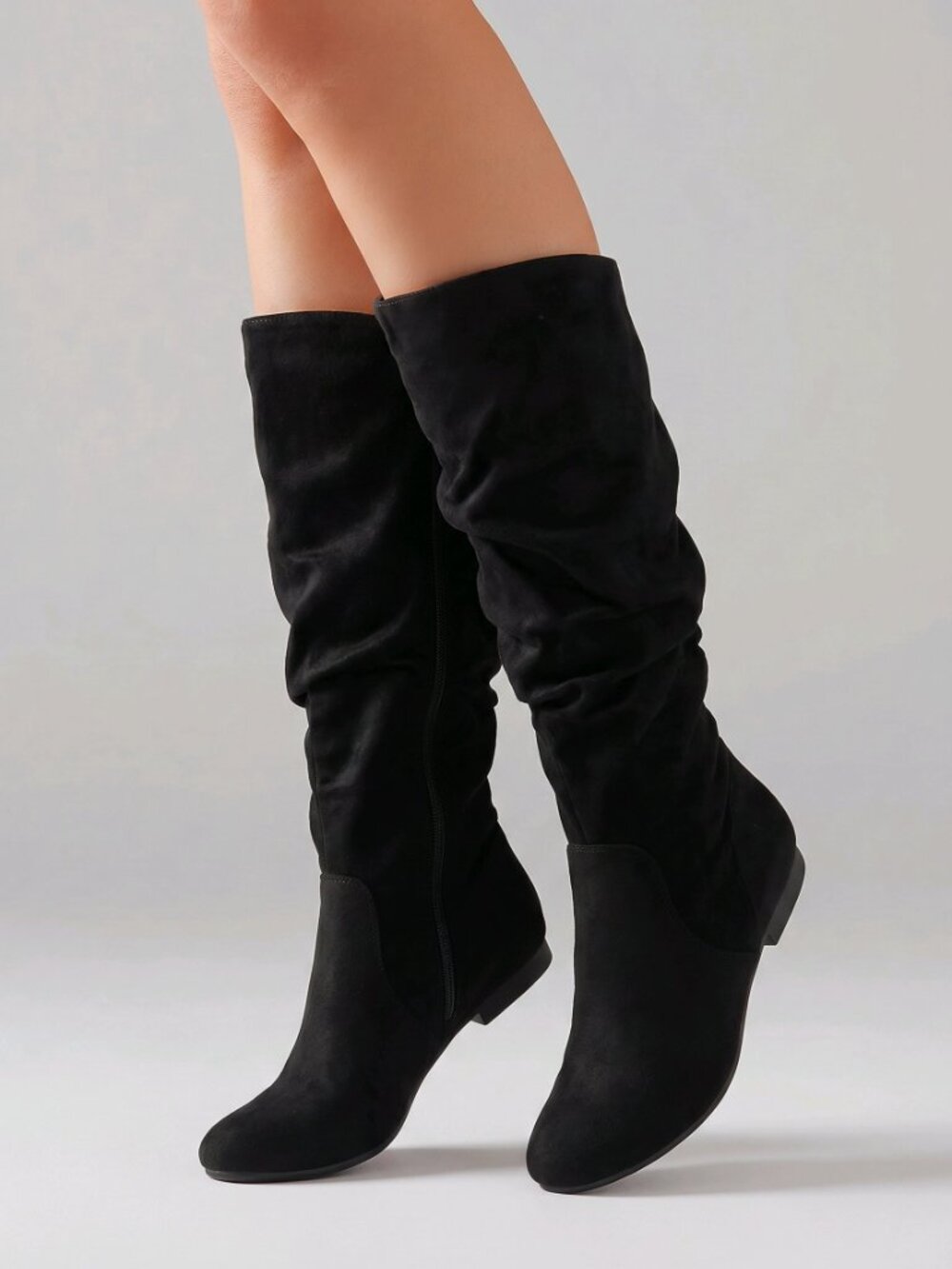 NWT York Black Noir Suede Zippered Below-the-Knee Boots – Women's Size 9.5 - Picture 2 of 5